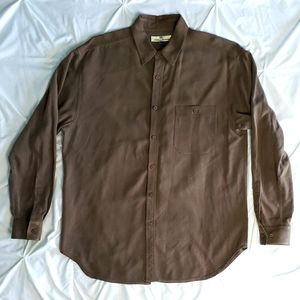 TOMMY BAHAMA Men's LS 100% Silk Button Down Shirt (M) Brown